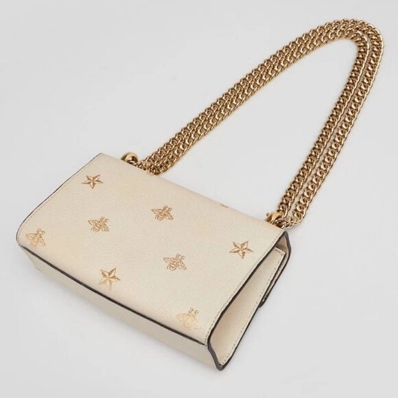 Gucci White Leather Star/Bee Small Padlock Crossbody Bag - Picture 3 of 11